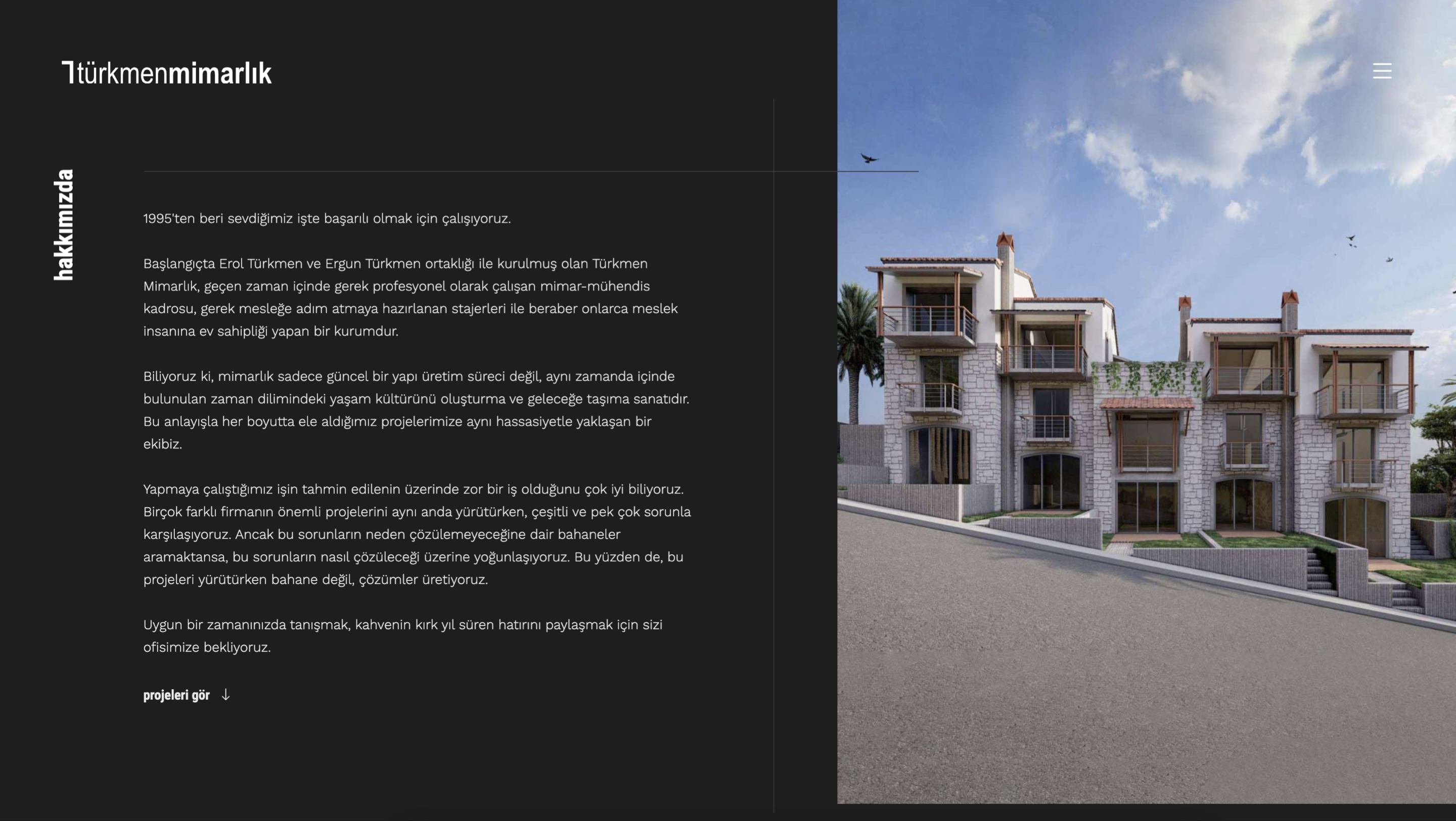 Website for Architectural Design Studio - Desktop Landing page